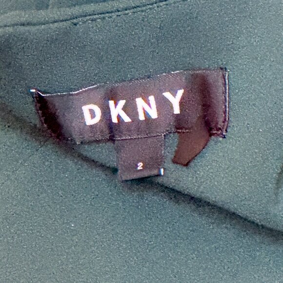 DKNY Deep Green 3/4 Ruched Sleeve Dress - Picture 6 of 7